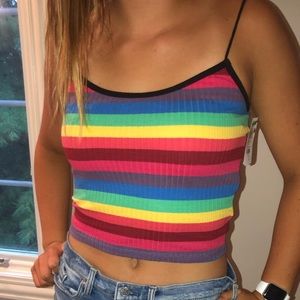 TOPSHOP rainbow ribbed crop top size 6 - NWT!